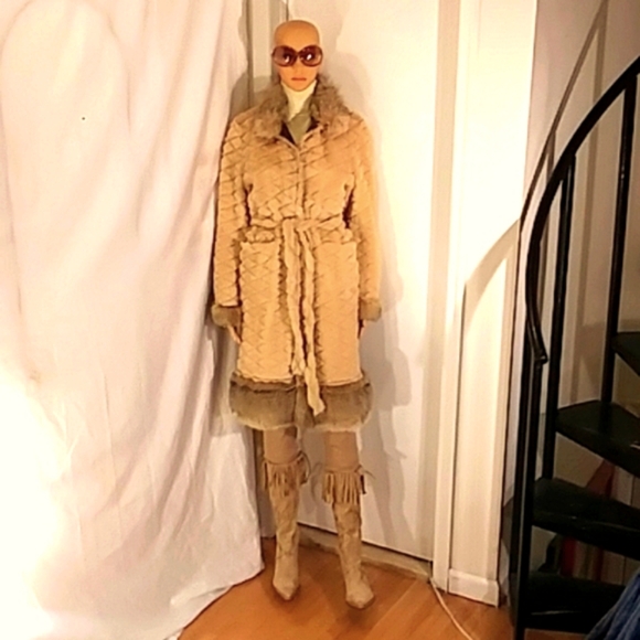 Stunning🔥🔥 Dora Santi Reversible Natural Brown Leather & Tan Genuine Fur Coat. - Picture 1 of 10